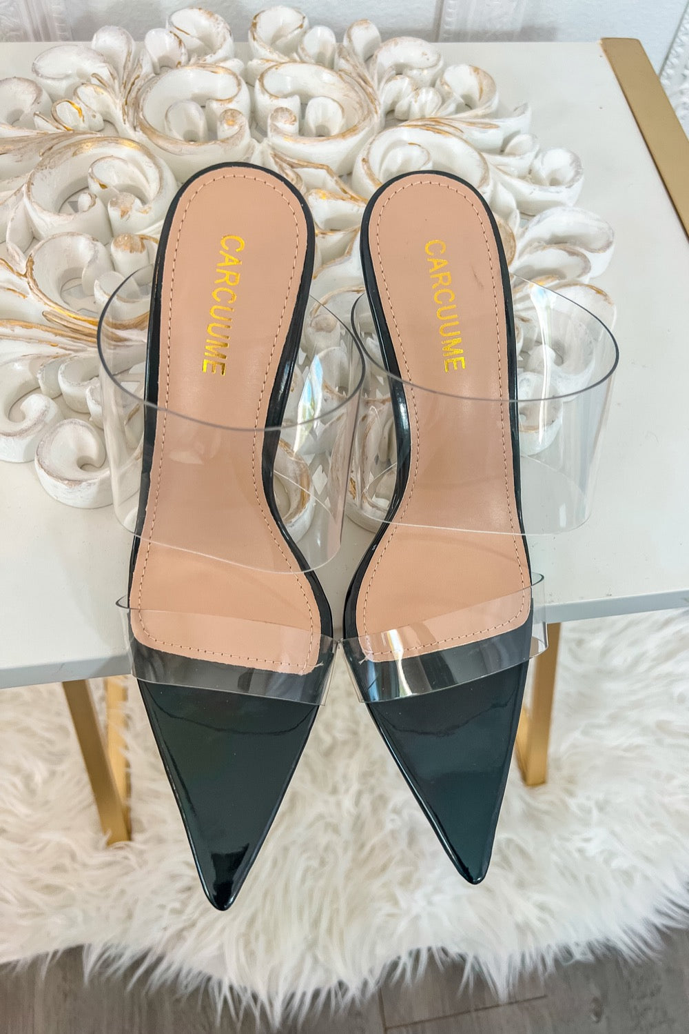 Double Clear Straps Pointy High Heels-4
