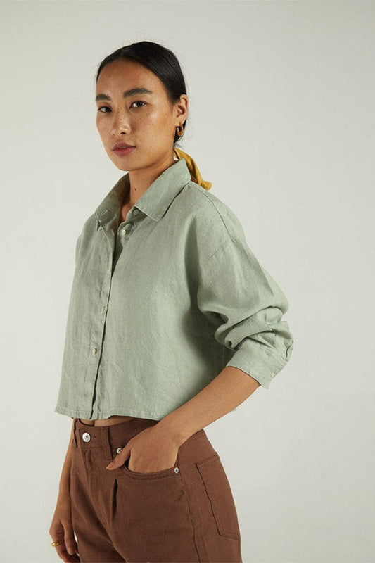 Crop it Like its Hot Shirt in Light Olive-1