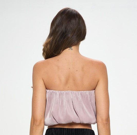 Vibrant Plisse Tube Crop Top-3