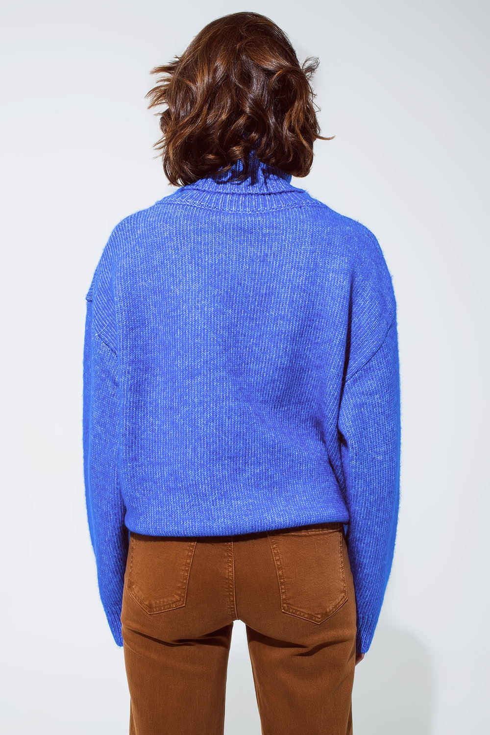 Light Blue Fluffy Sweater With Trutleneck-1
