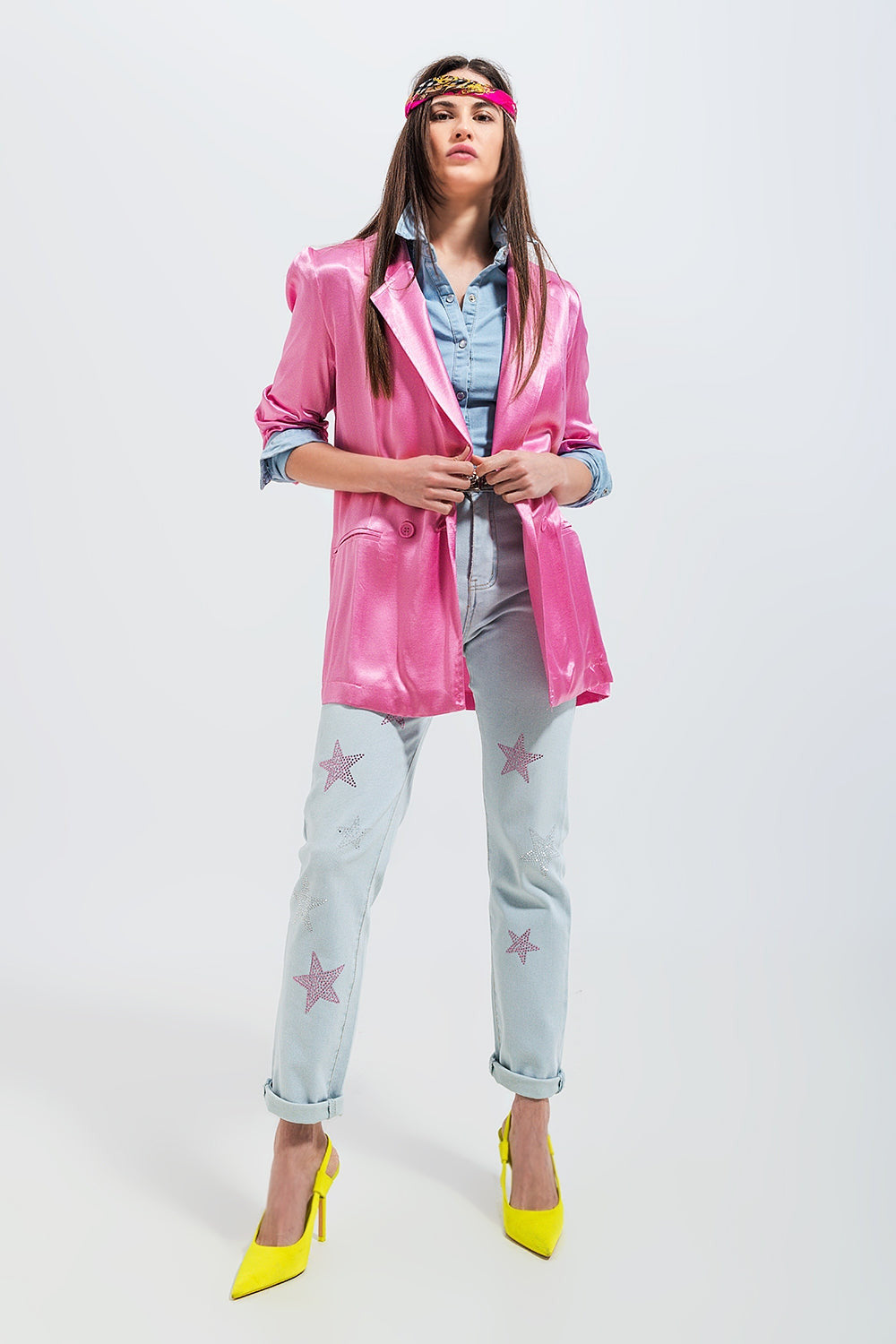 Satin Blazer in Pink-2