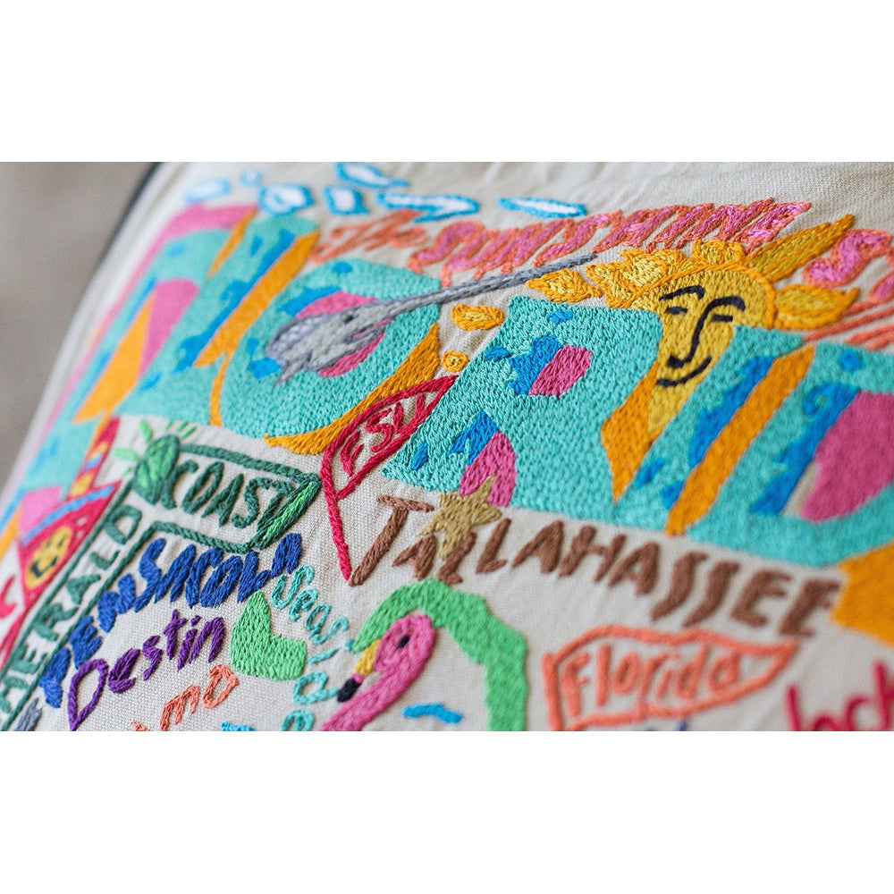 Florida Hand-Embroidered Pillow-4