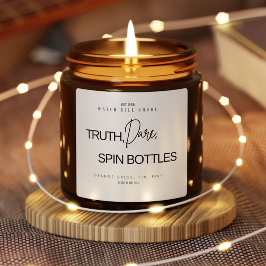 Truth, Dare, Spin BottlesScented Soy Candle (Multi-Size, Amber Jar)