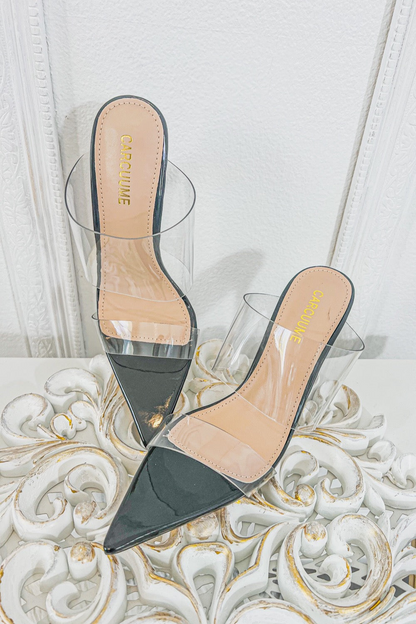 Double Clear Straps Pointy High Heels-1