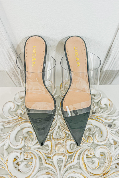 Double Clear Straps Pointy High Heels-2