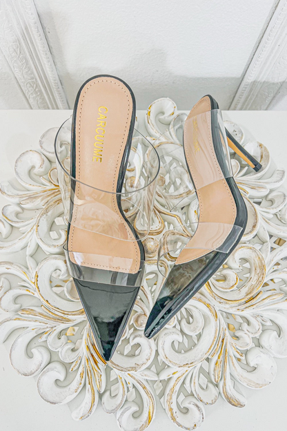 Double Clear Straps Pointy High Heels-3