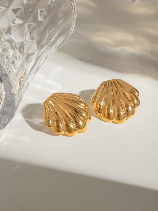 Watch Hill Rhode, 18K Gold-Plated Stainless Steel Shell Stud Earrings