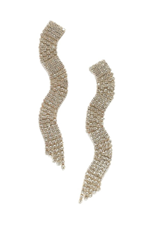 RHINSTONE WAVE DROP EARRING-0