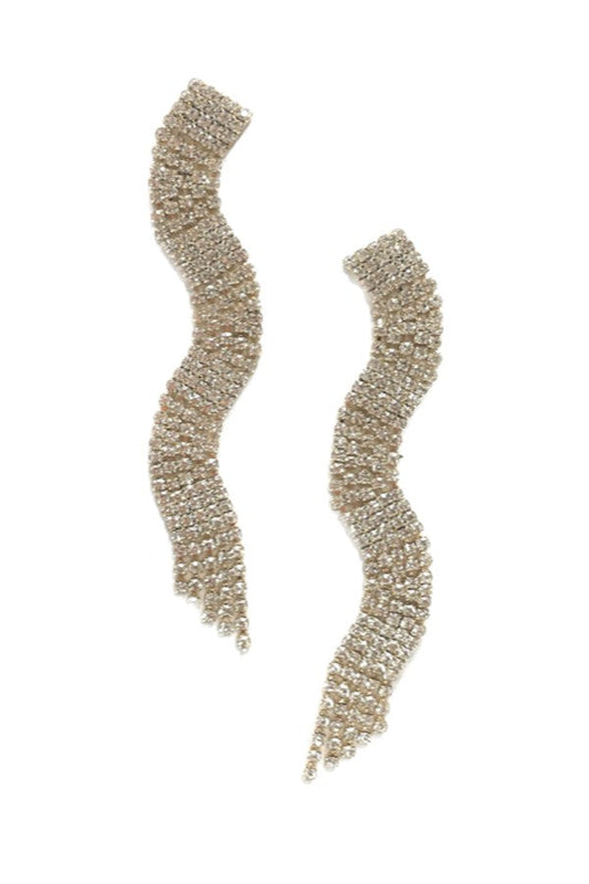 RHINSTONE WAVE DROP EARRING-0
