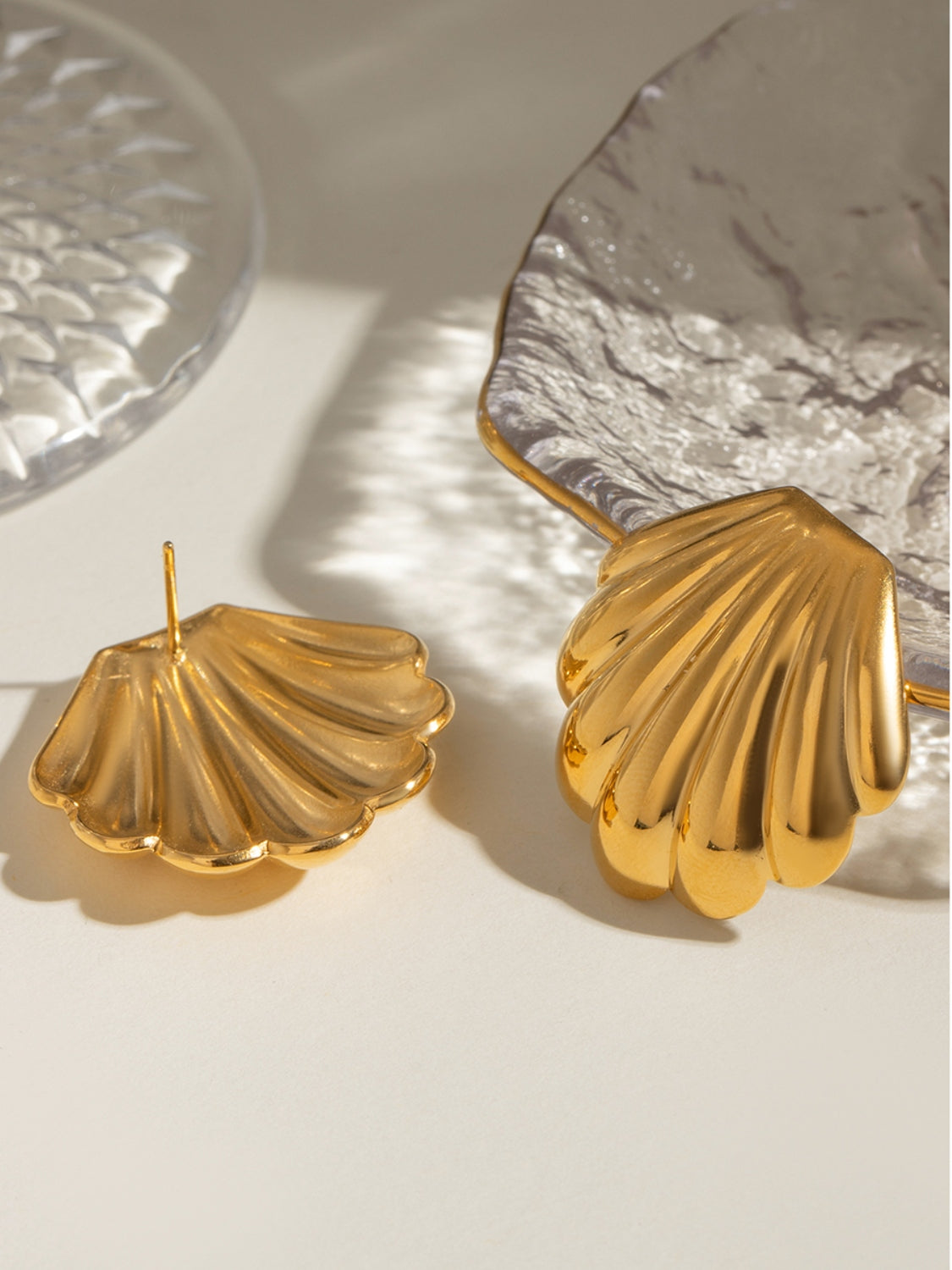 Watch Hill Rhode, 18K Gold-Plated Stainless Steel Shell Stud Earrings