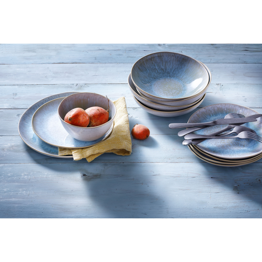 [ Set of 6 ] Deep plate Palmer Light Blue Sea 8.7 inch Blue Stoneware-4