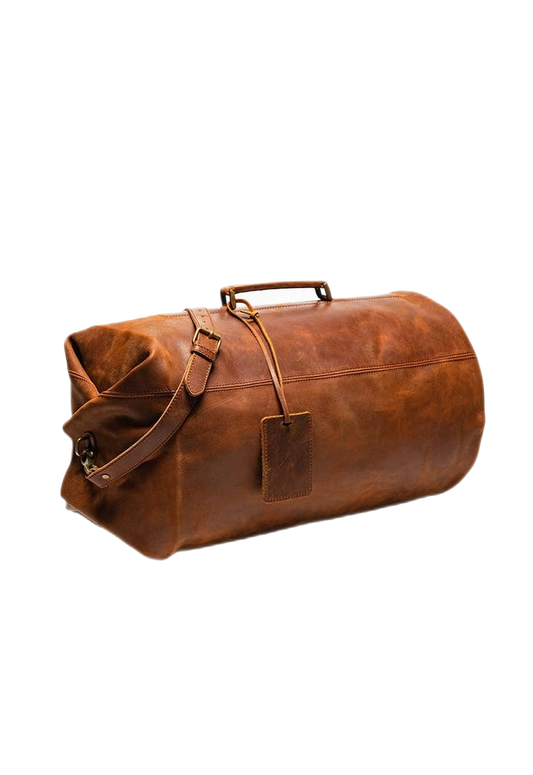 Nicole Military Leather Duffle Bag Tan-1