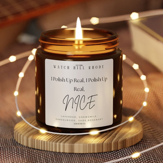 I Polish Up Real, Nice Scented Soy Candle (Multi-Size, Amber Jar)