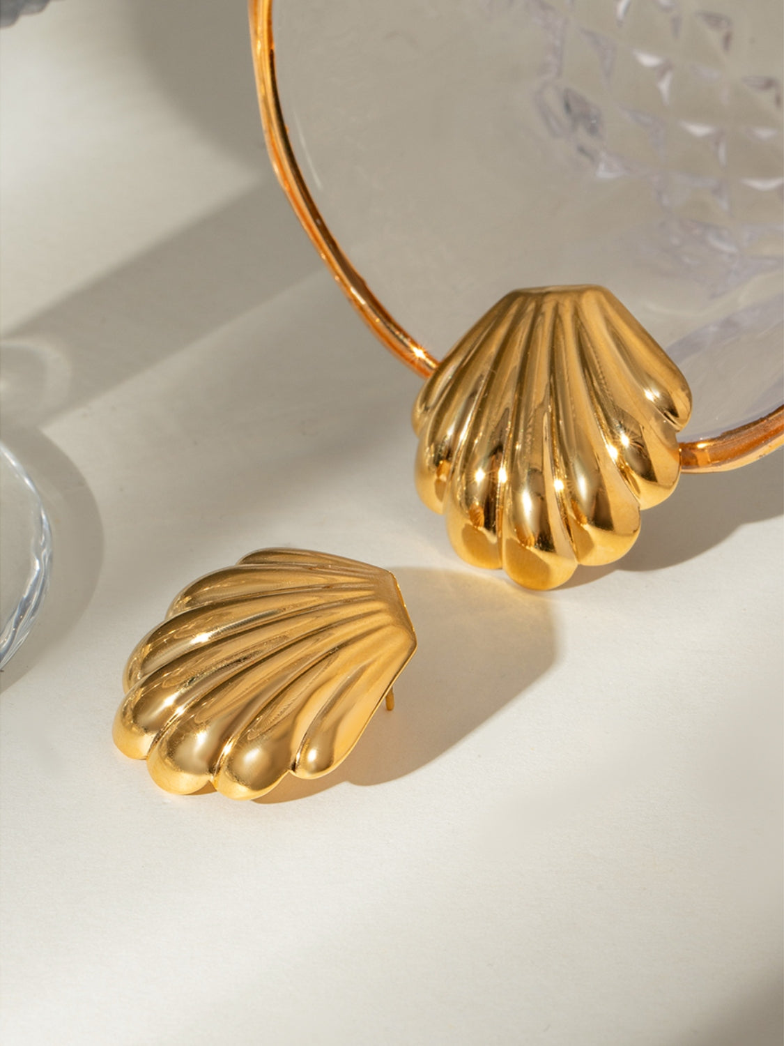 Watch Hill Rhode, 18K Gold-Plated Stainless Steel Shell Stud Earrings