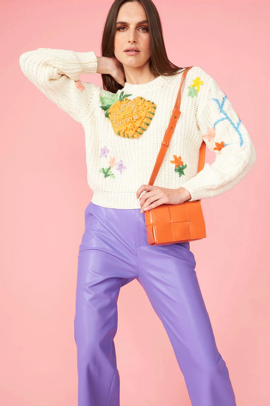Banana Peel Embroidered Pineapple Jumper-0
