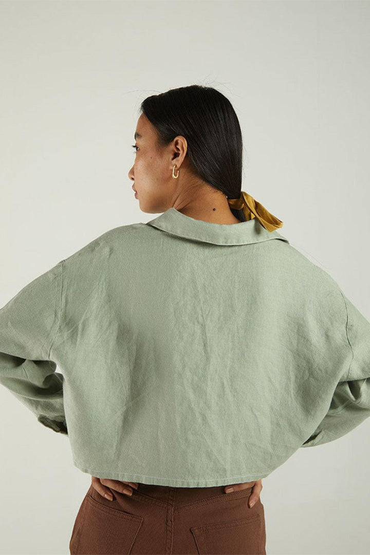 Crop it Like its Hot Shirt in Light Olive-2