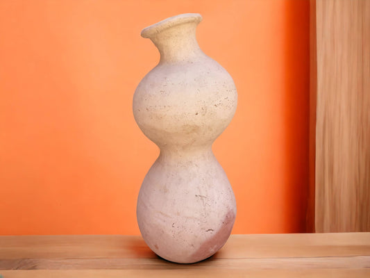 Authentic Unglazed Tamegroute Round Sculptural Vase-1