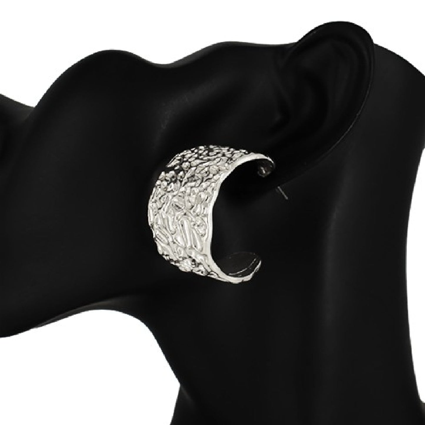 Textured Metal Hoop Earrings-2