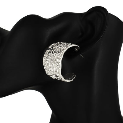 Textured Metal Hoop Earrings-2