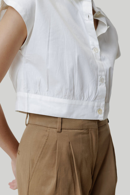 Oversized Crop Shirt in Off-white-3