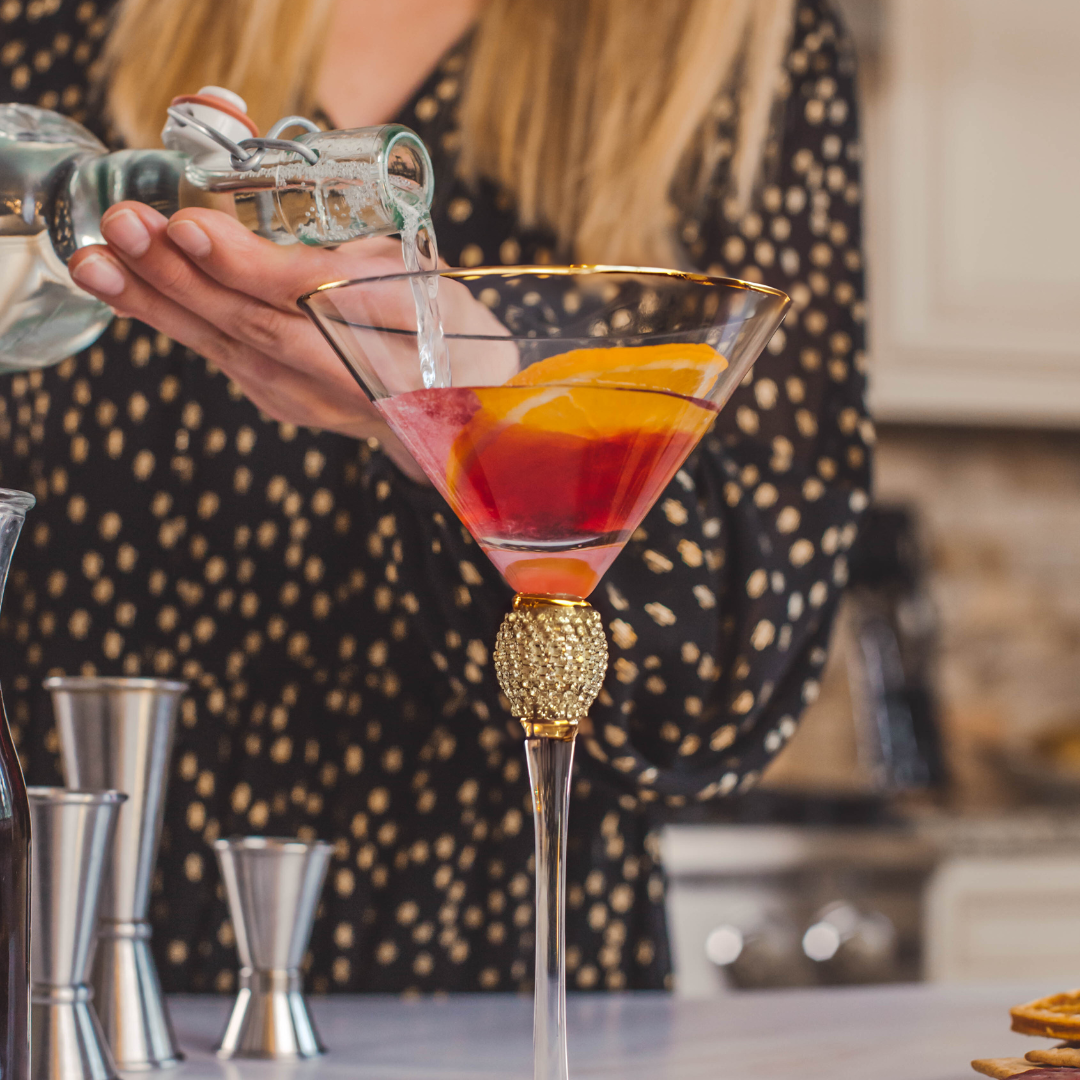 Rhinestone Studded Martini Glasses (Gold)-3