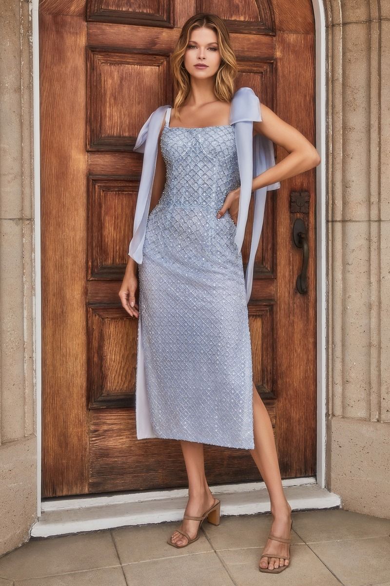 Embellished Cocktail Dress With Tie Straps-4
