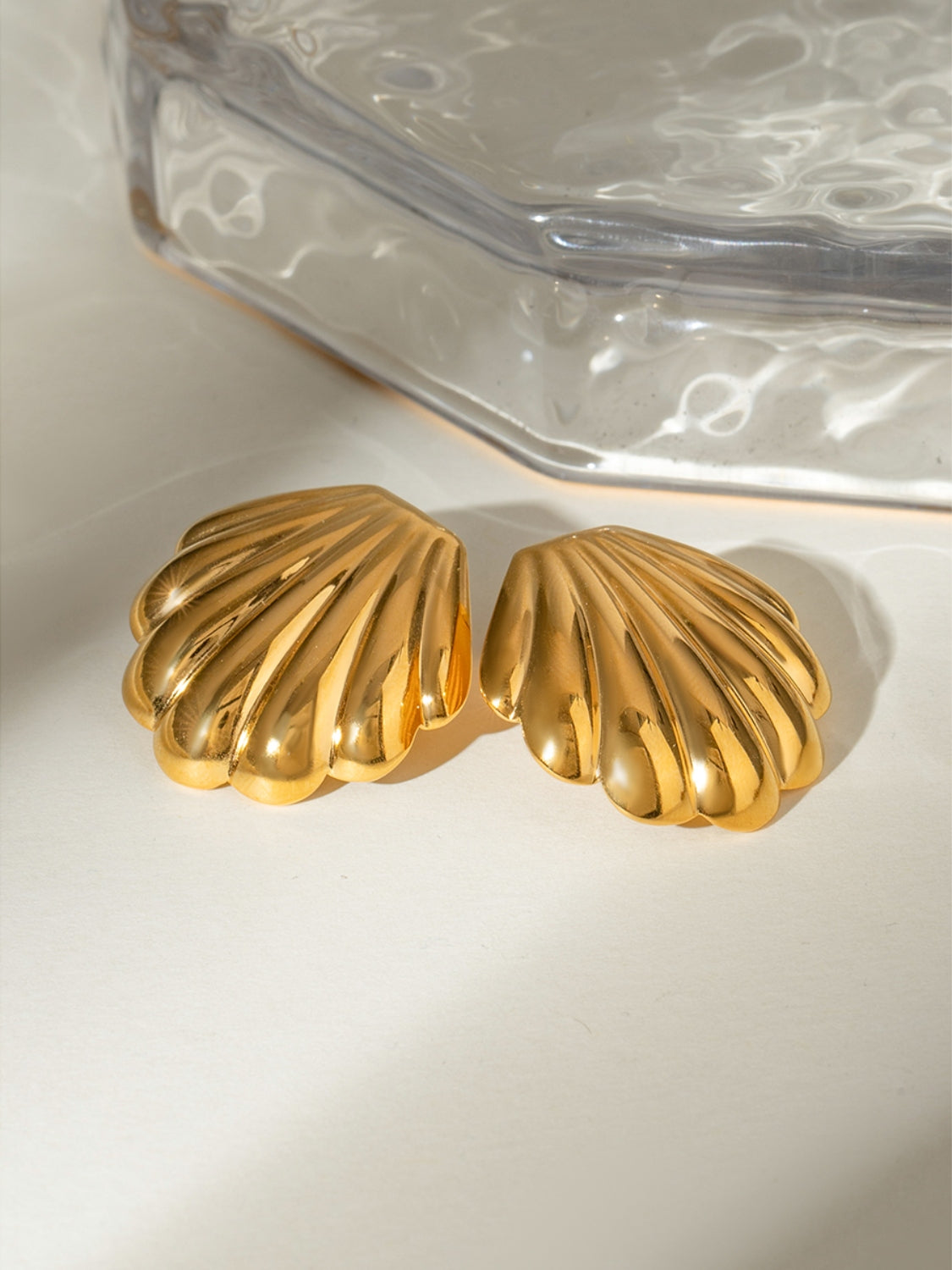 Watch Hill Rhode, 18K Gold-Plated Stainless Steel Shell Stud Earrings