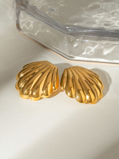 Watch Hill Rhode, 18K Gold-Plated Stainless Steel Shell Stud Earrings