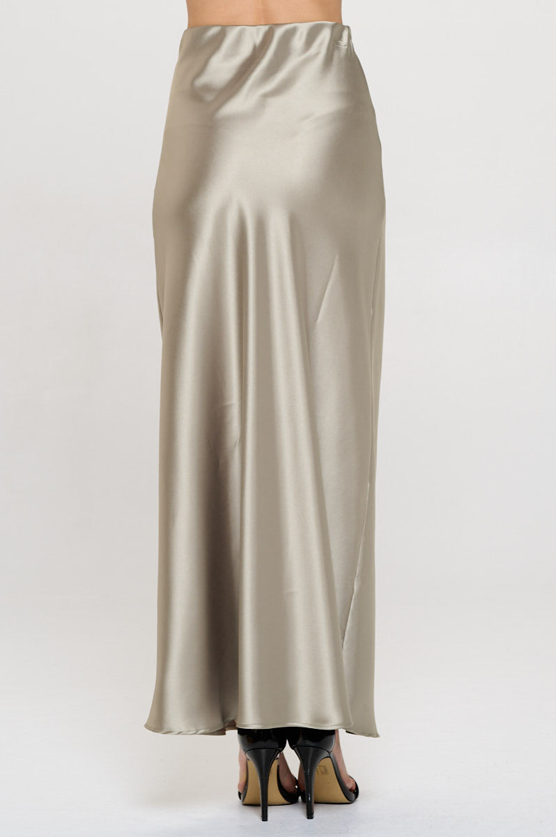 Solid Silky Satin Maxi Skirt-3