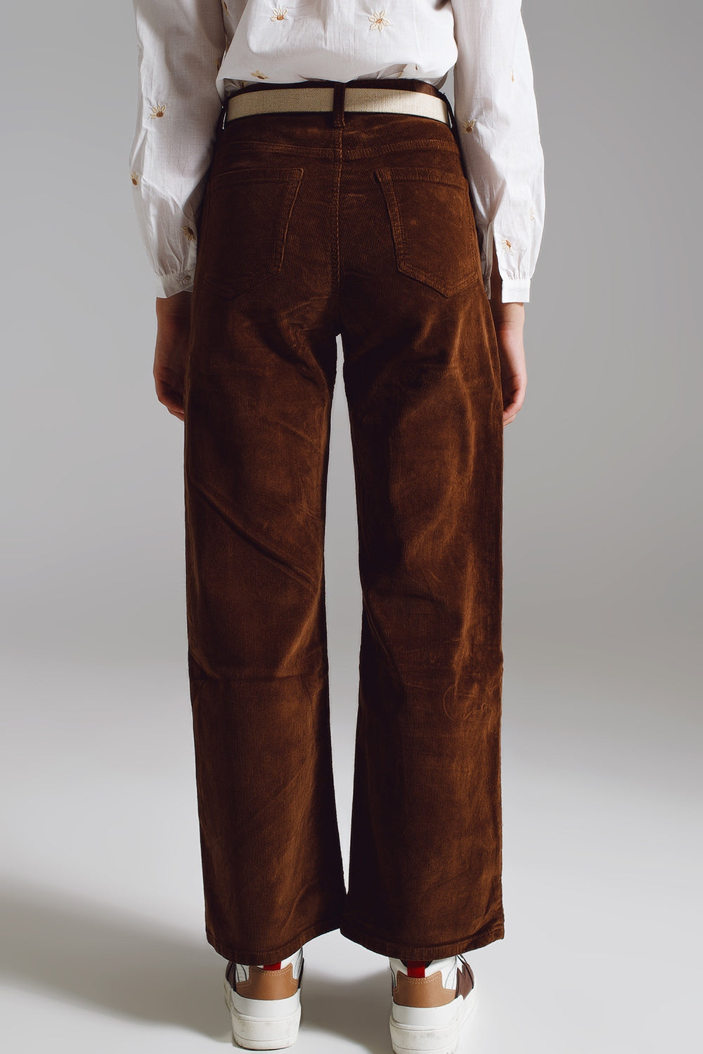 Cropped Cord Pants in Brown-3