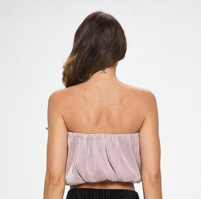 Vibrant Plisse Tube Crop Top-3