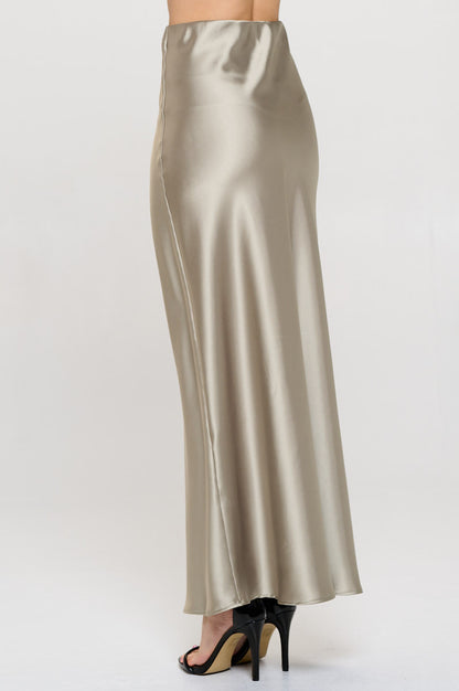 Solid Silky Satin Maxi Skirt-2