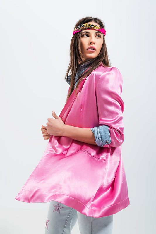 Satin Blazer in Pink-0