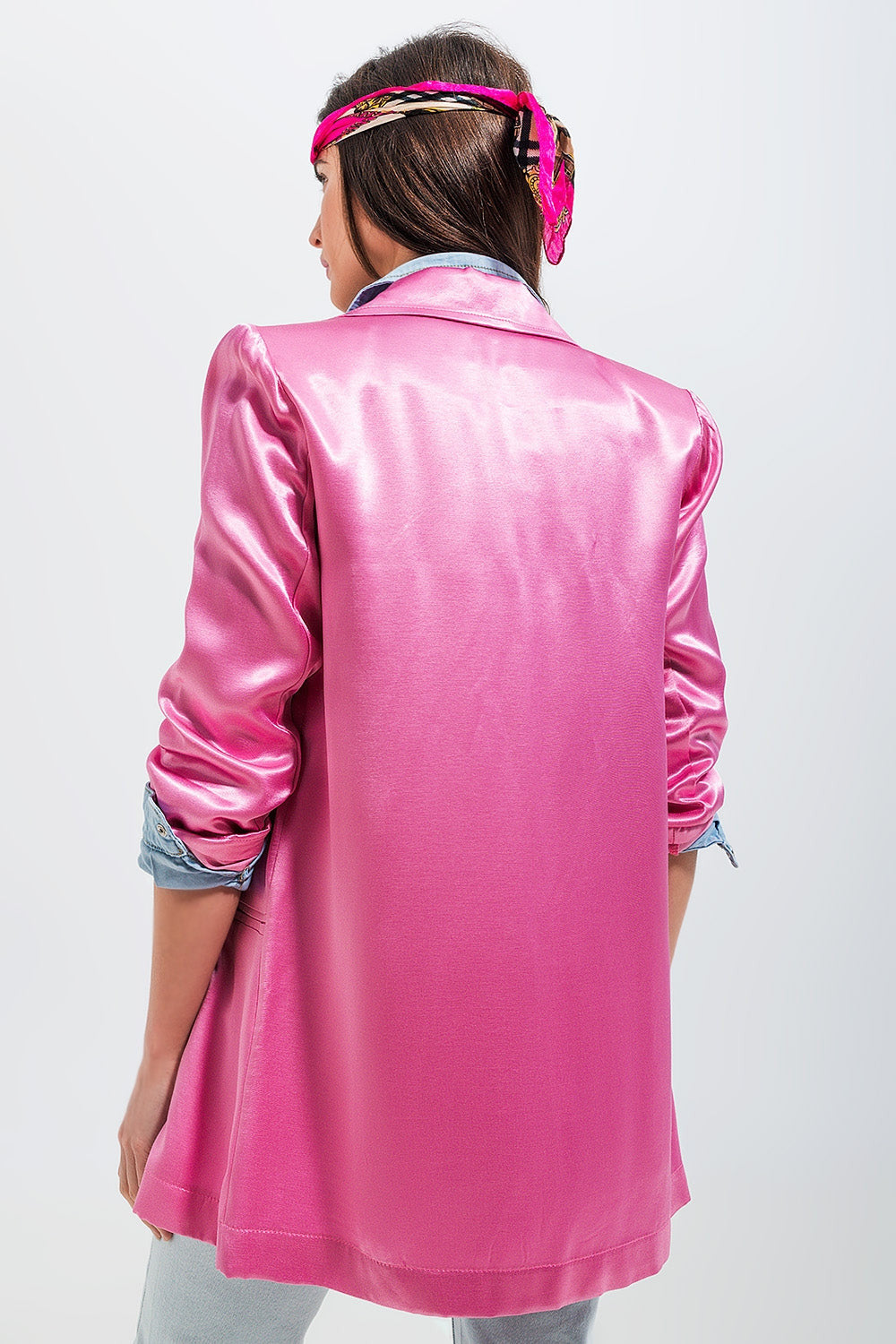 Satin Blazer in Pink-4