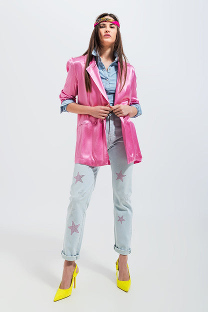 Satin Blazer in Pink-2