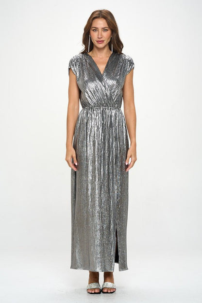 Sleeveless Metallic Maxi Dress-4