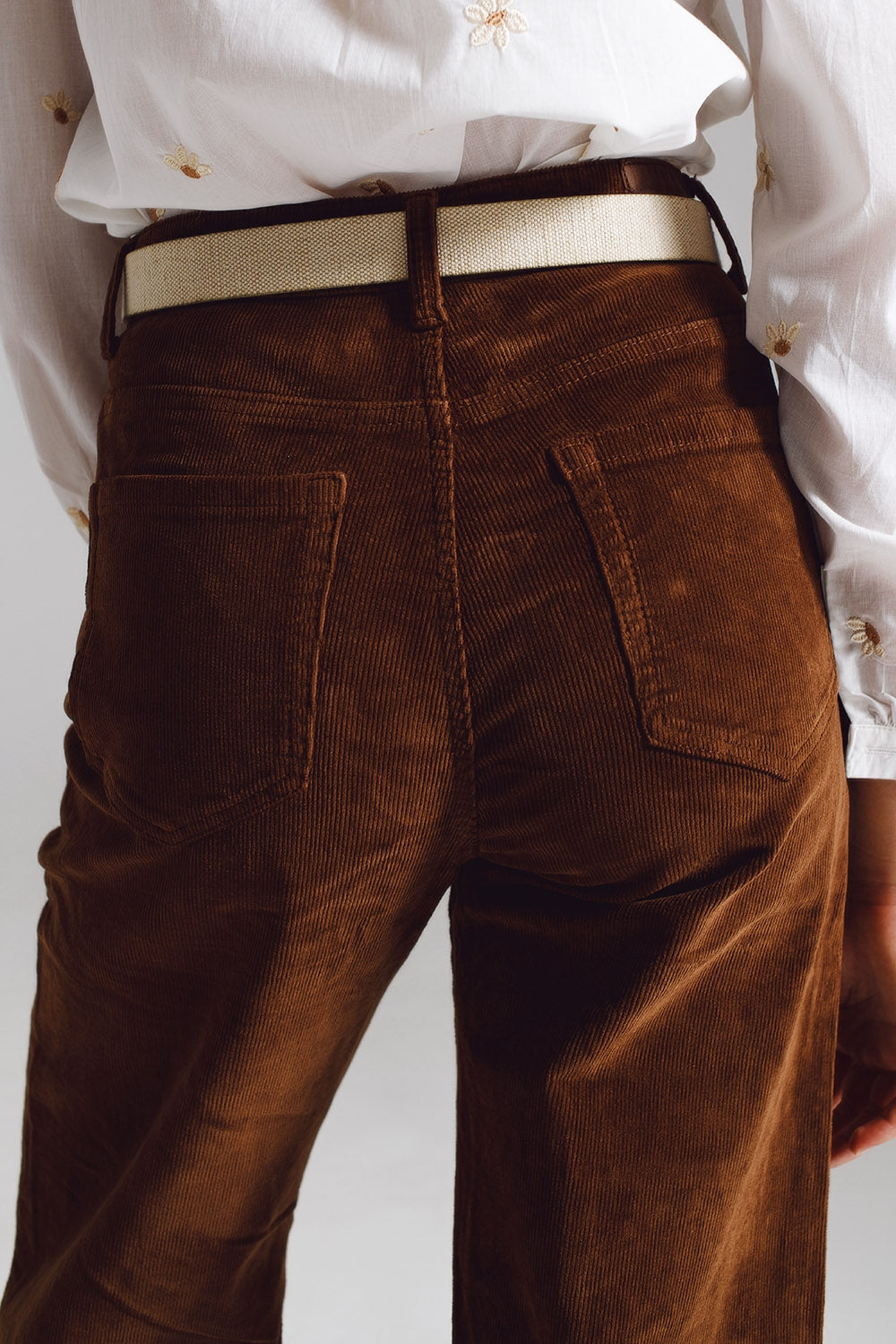 Cropped Cord Pants in Brown-5