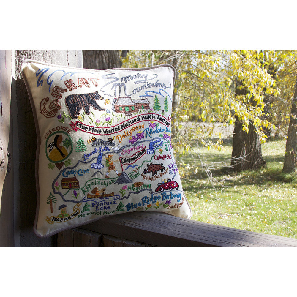 Great Smoky Mountains Hand-Embroidered Pillow-3