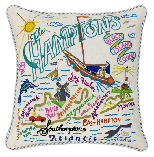 Hamptons Hand-Embroidered Pillow-0