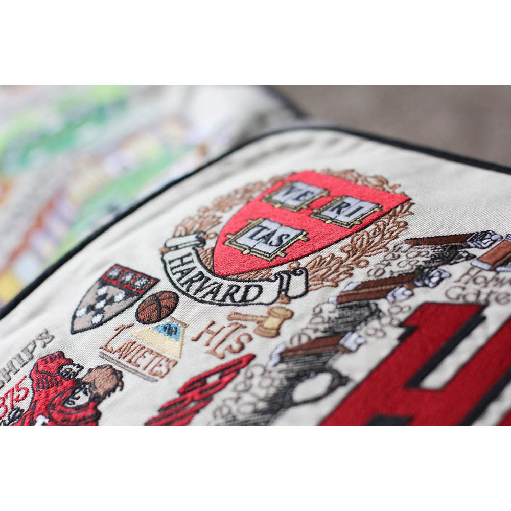 Harvard University Collegiate Embroidered Pillow by CatStudio-2