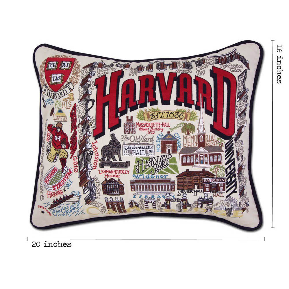 Harvard University Collegiate Embroidered Pillow by CatStudio-4