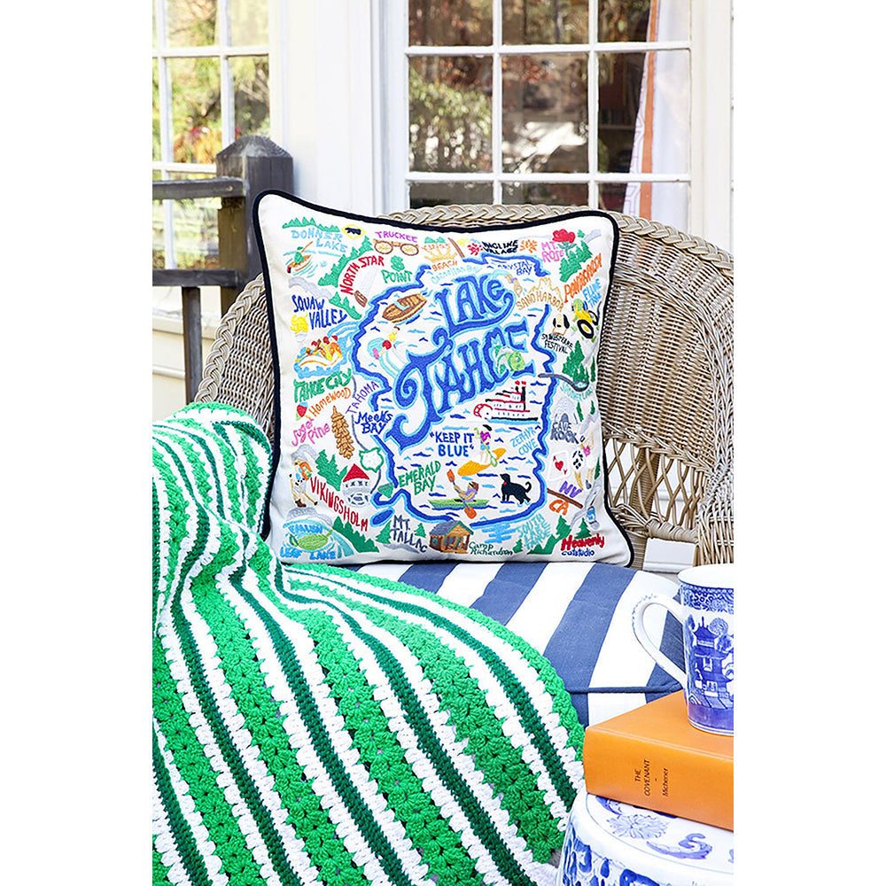 Lake Tahoe Hand-Embroidered Pillow-2
