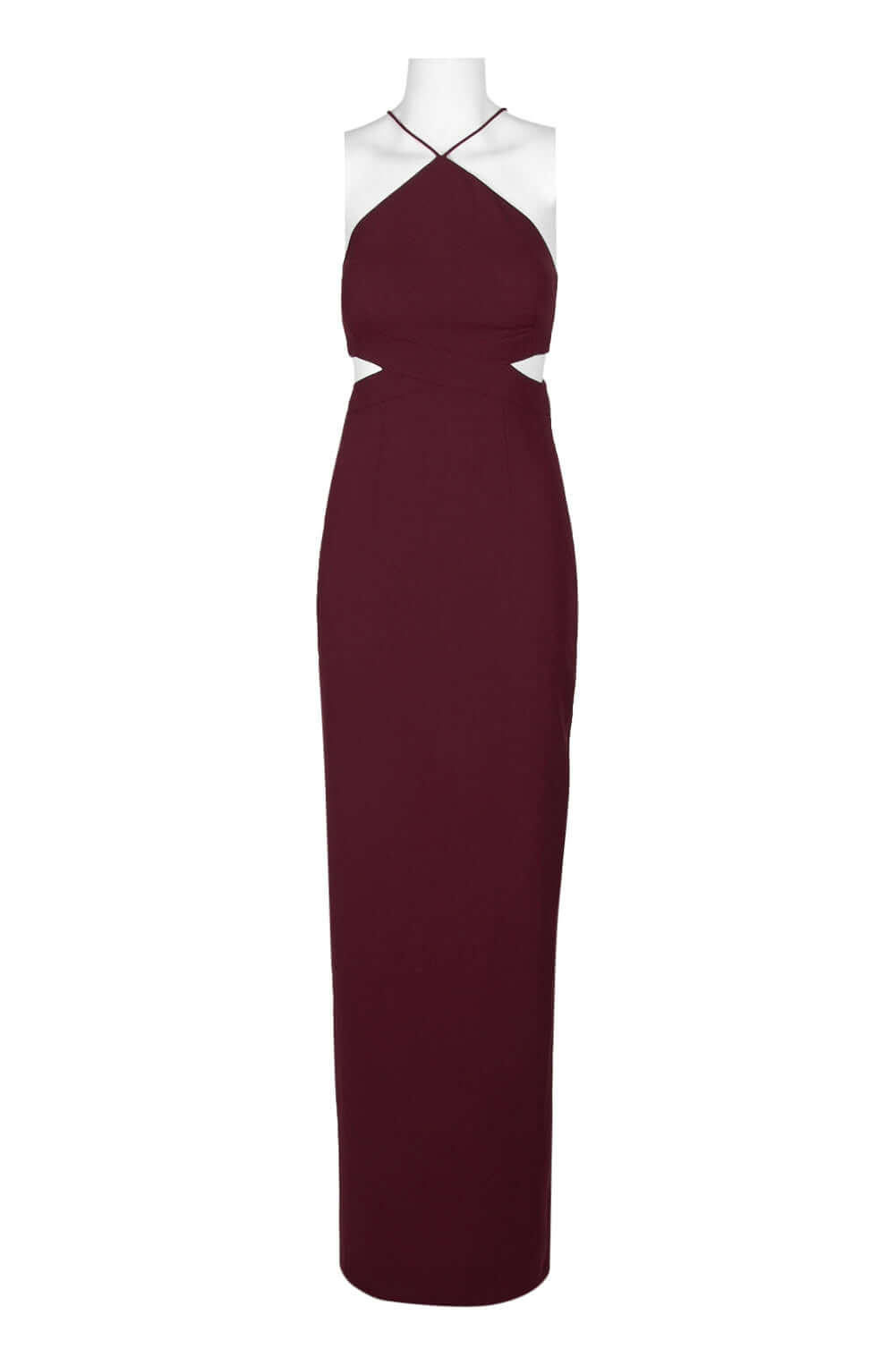 Aidan by Aidan Halter Strap Cutout Side Zipper Back Slit Back Crepe Dress-0