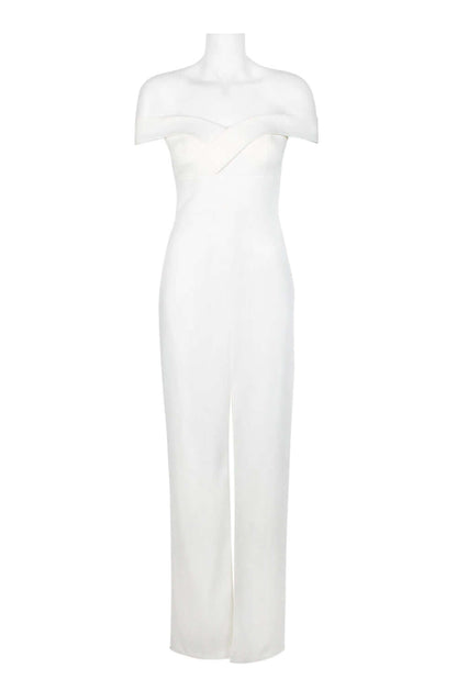 Aidan by Aidan Mattox Off-Shoulder Pleated Zipper Back Solid Scuba Crepe Gown-0