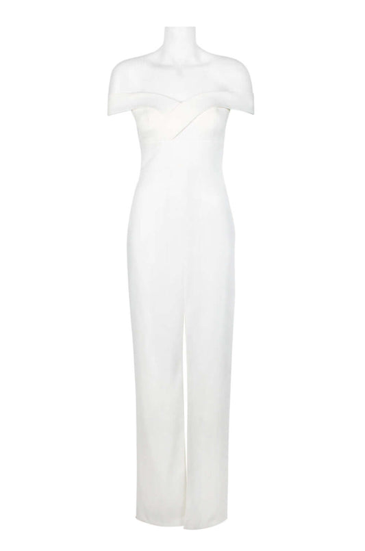 Aidan by Aidan Mattox Off-Shoulder Pleated Zipper Back Solid Scuba Crepe Gown-0