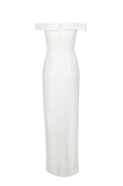 Aidan by Aidan Mattox Off-Shoulder Pleated Zipper Back Solid Scuba Crepe Gown-1
