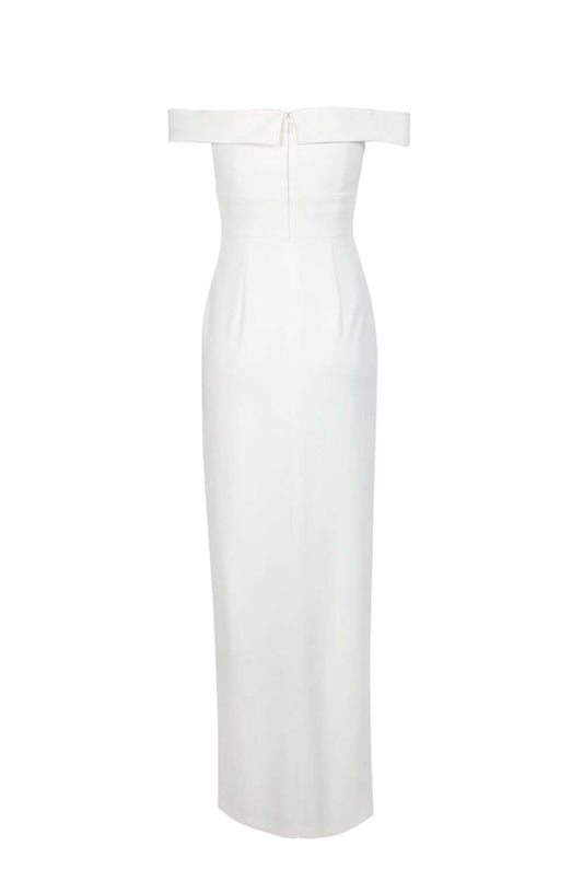 Aidan by Aidan Mattox Off-Shoulder Pleated Zipper Back Solid Scuba Crepe Gown-1