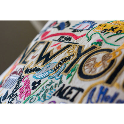 New York City Hand-Embroidered Pillow-2