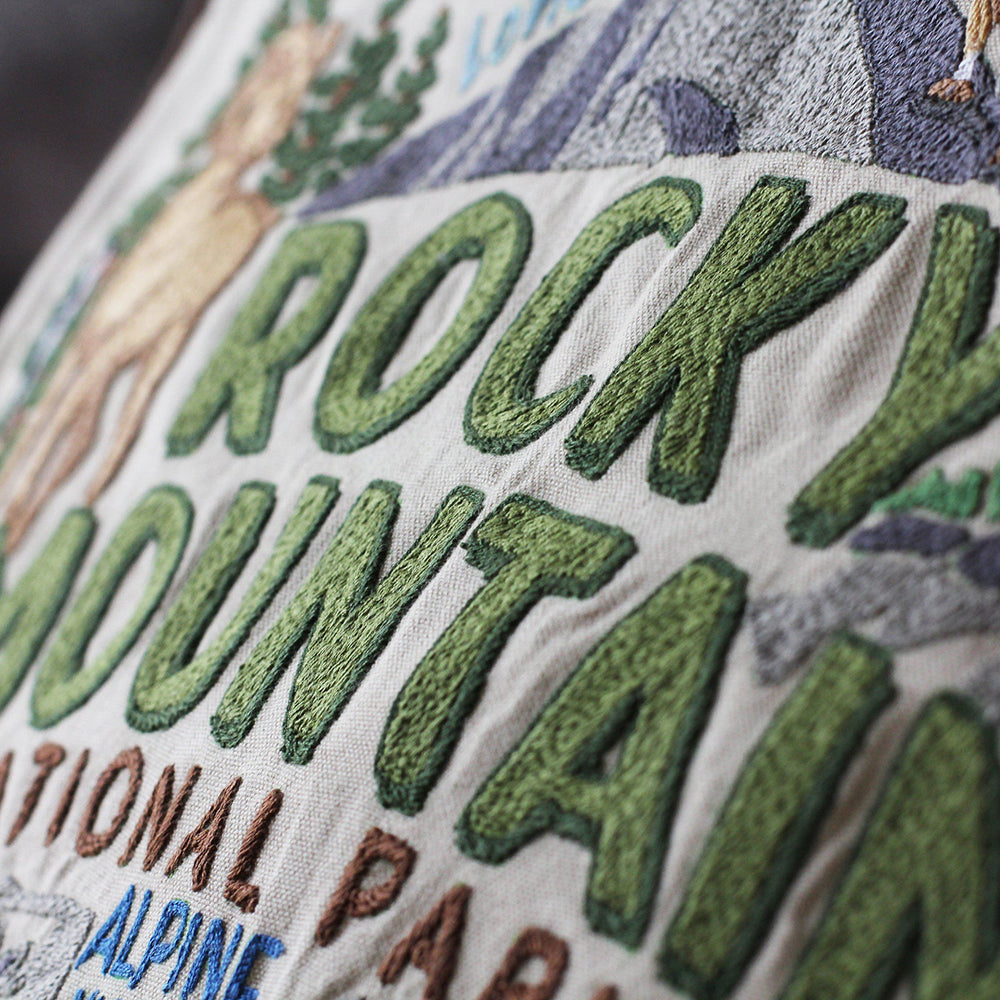 Rocky Mountain National Park Hand-Embroidered Pillow by Cat Studio-2