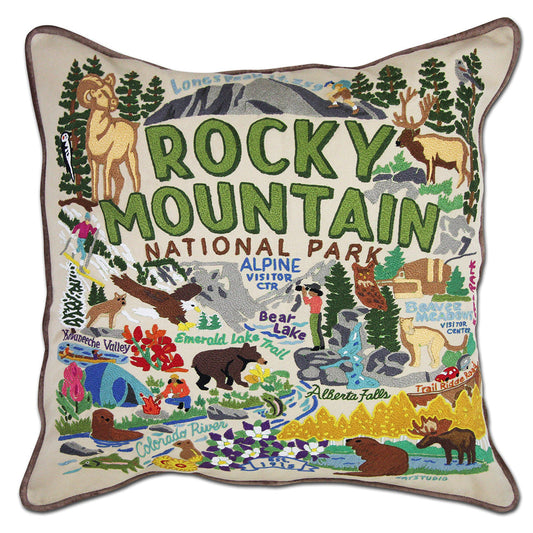 Rocky Mountain National Park Hand-Embroidered Pillow by Cat Studio-0